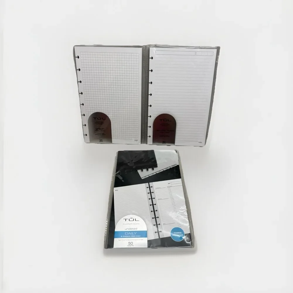 TUL Lot of 3 Narrow Ruled Refill Pages Graph Undated Planner Junior Size Note